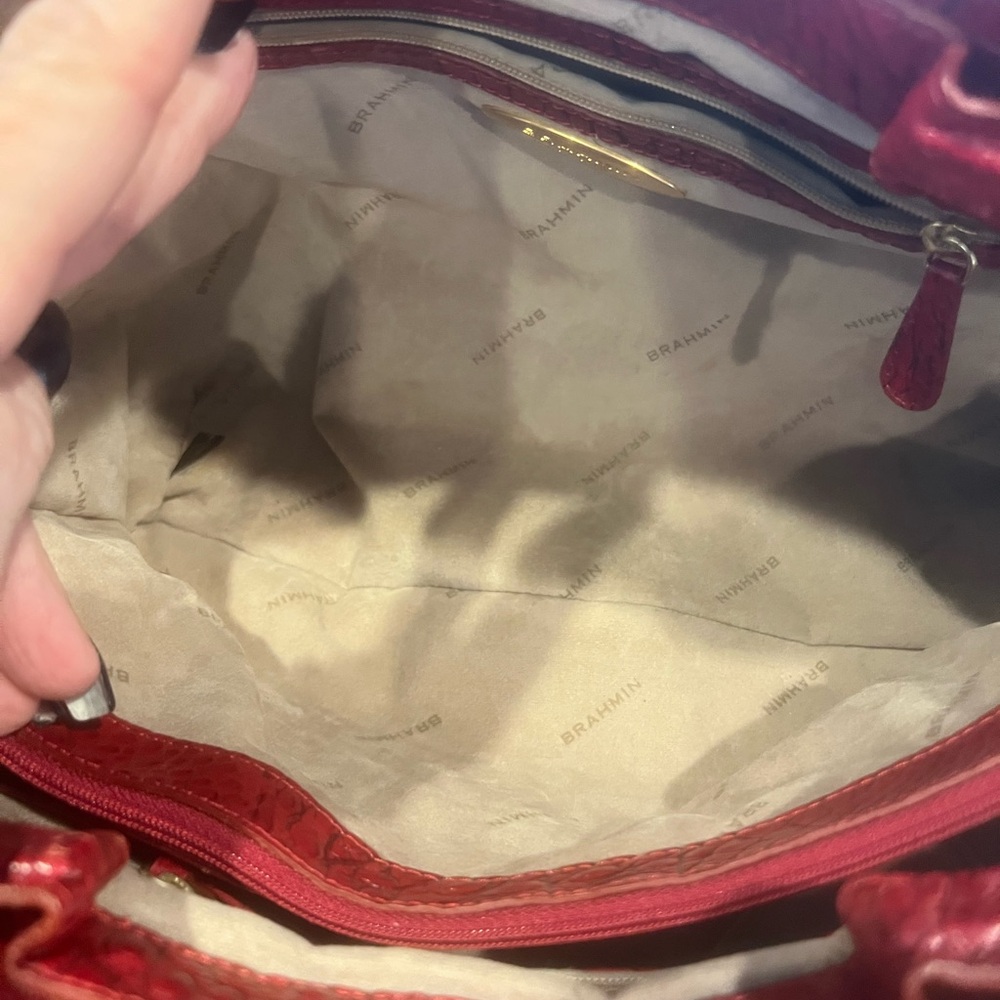 Brahmin Red Crocodile-Embossed Shoulder Bag - Picture 5 of 6